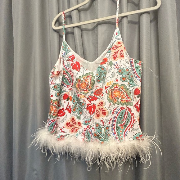 Anthropologie Entro satin Feathered paisley Tank Size L New - Picture 4 of 11